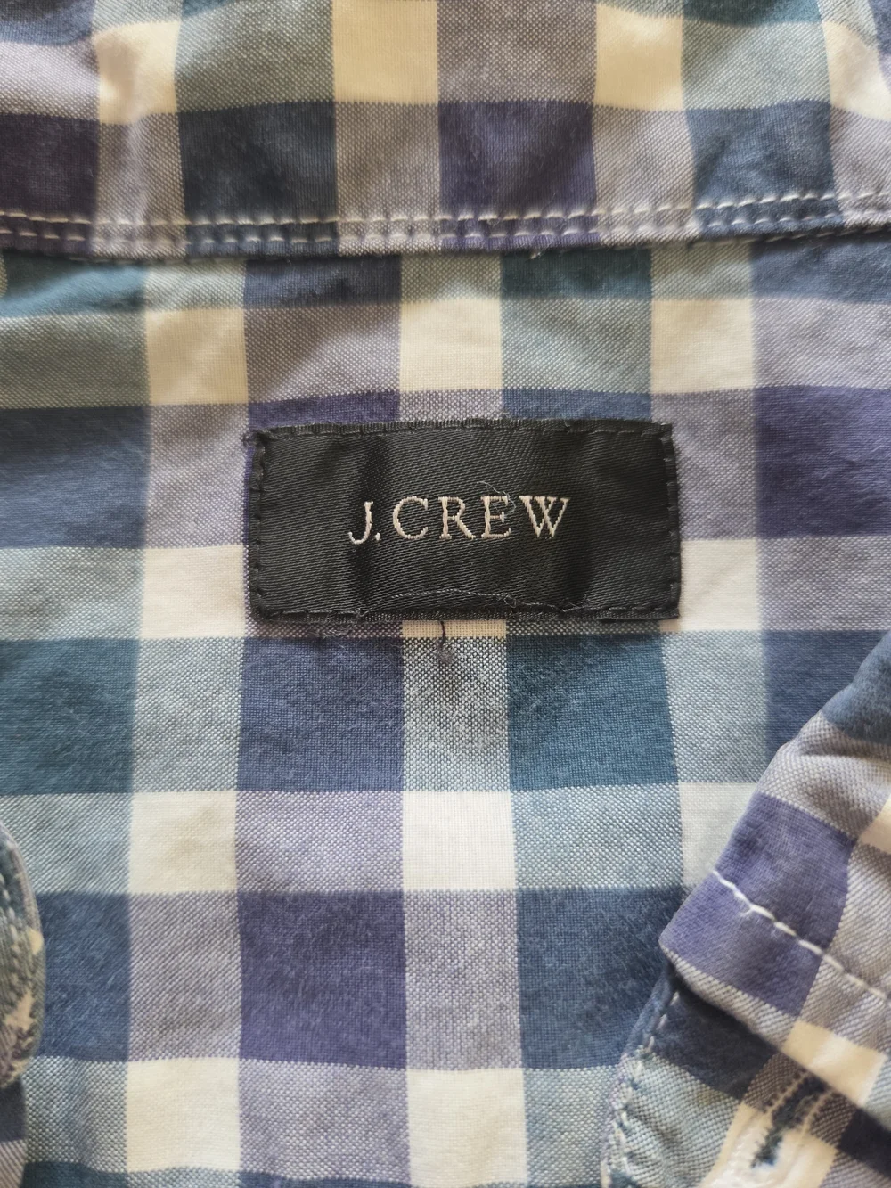 J. Crew Blue and White Gingham Button-Down Shirt